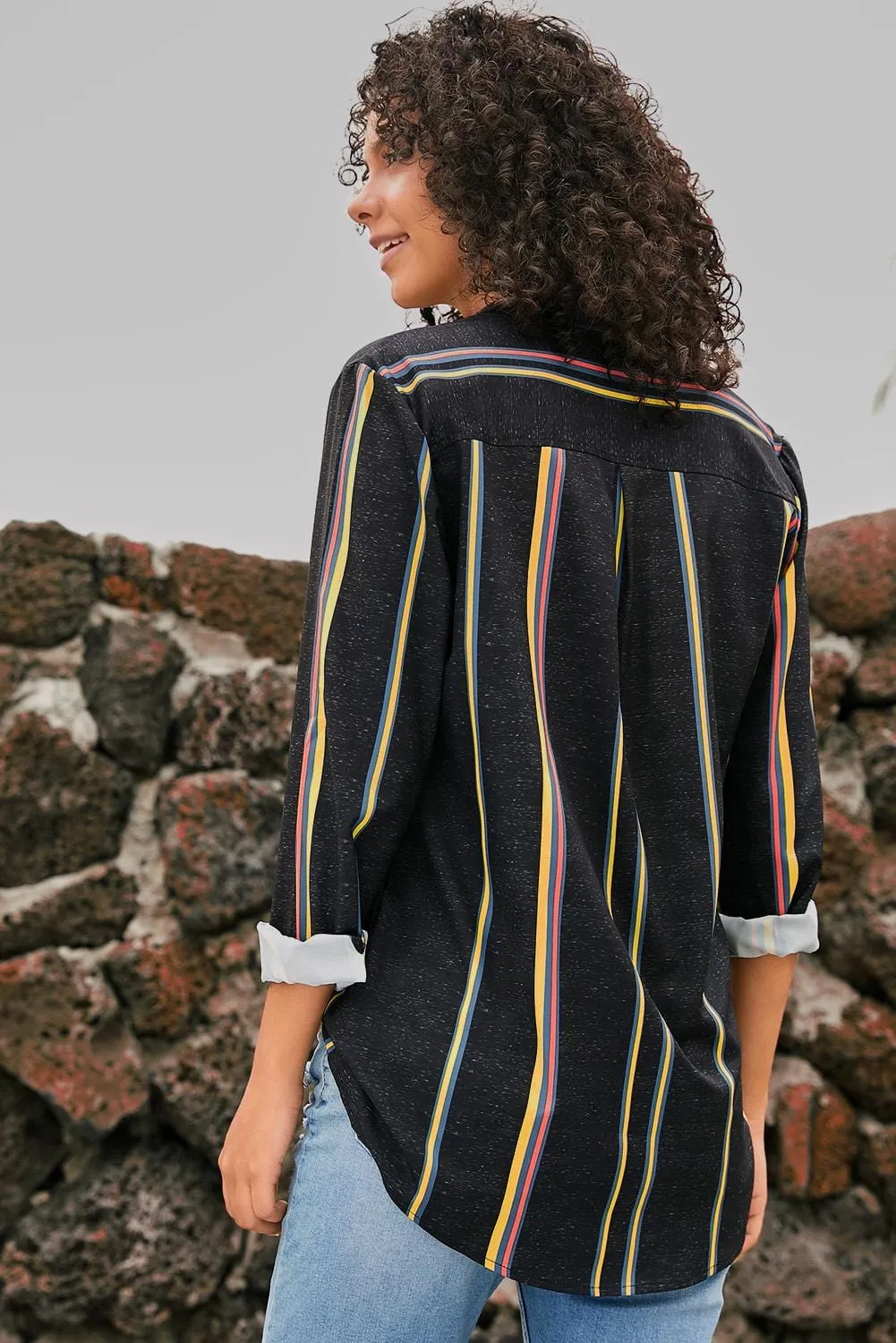 3/4 Sleeve Button Down Top