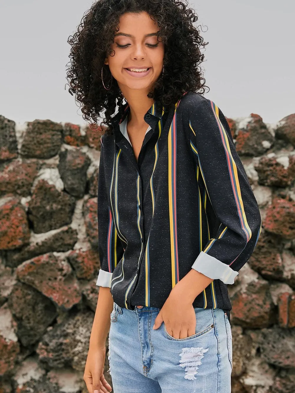 3/4 Sleeve Button Down Top