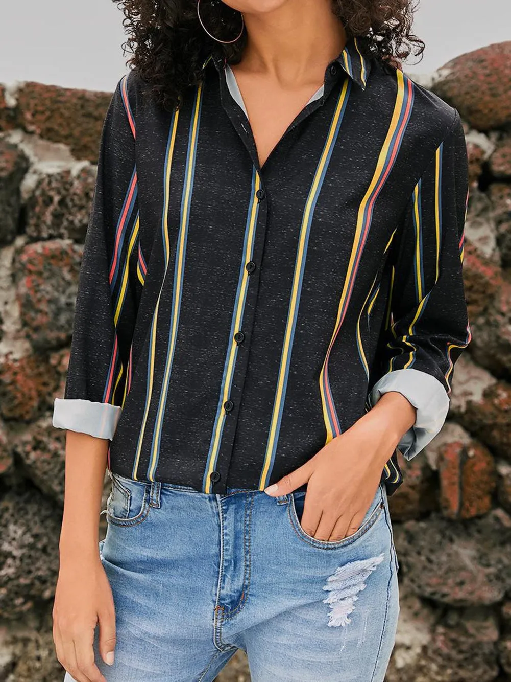3/4 Sleeve Button Down Top