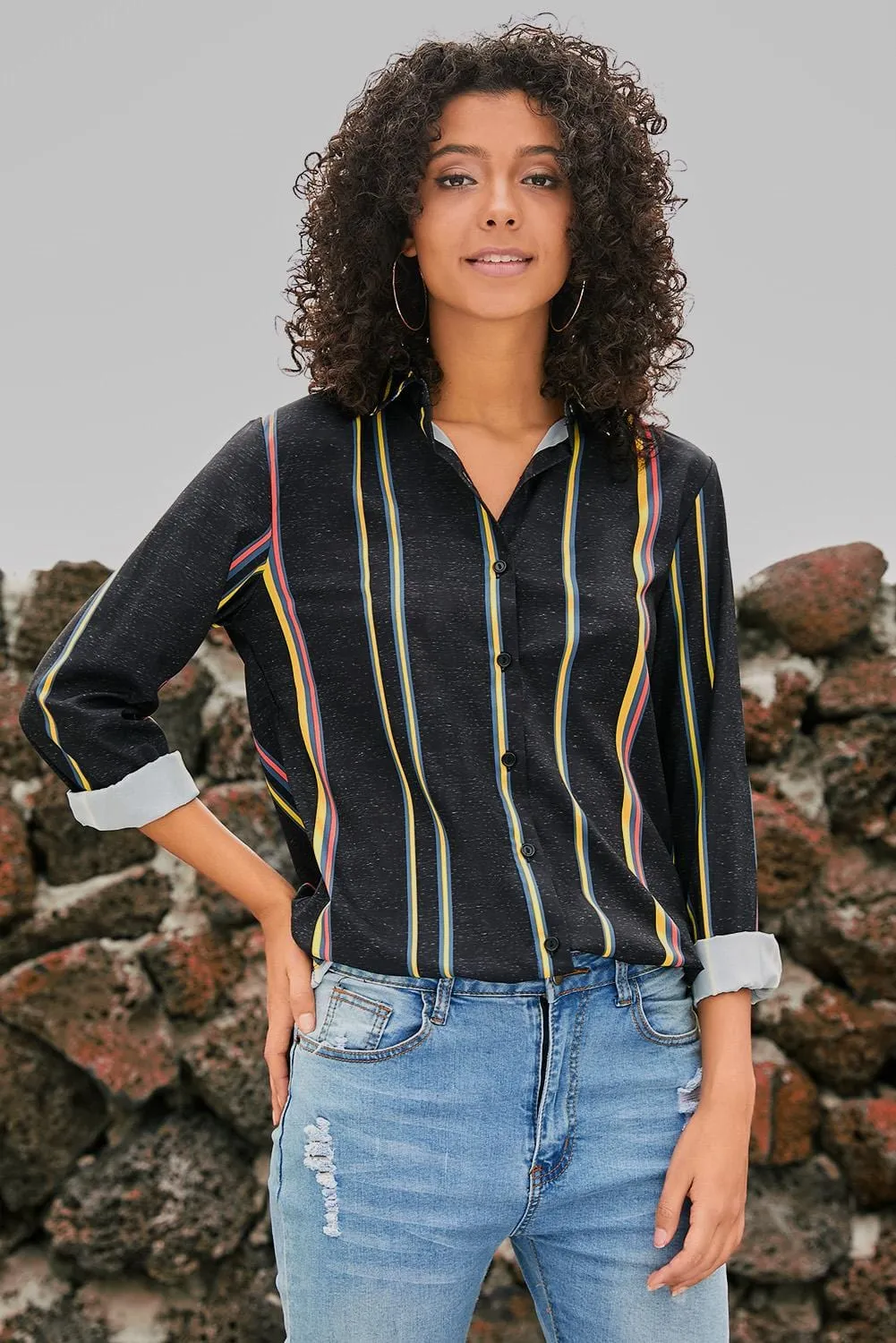 3/4 Sleeve Button Down Top