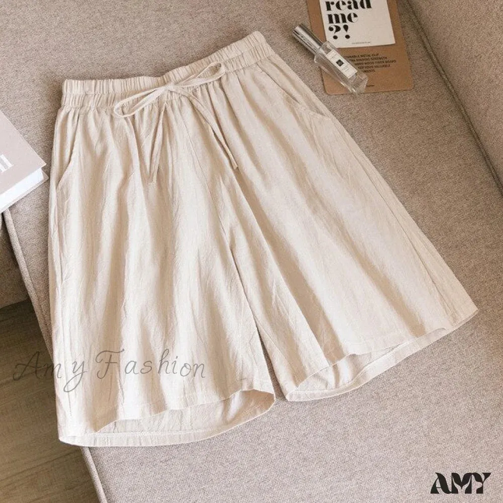Amy Fashion - Loose Plus Size Knee Wide-leg Shorts