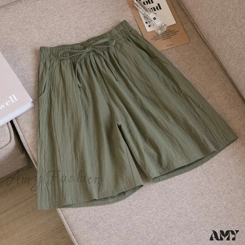 Amy Fashion - Loose Plus Size Knee Wide-leg Shorts