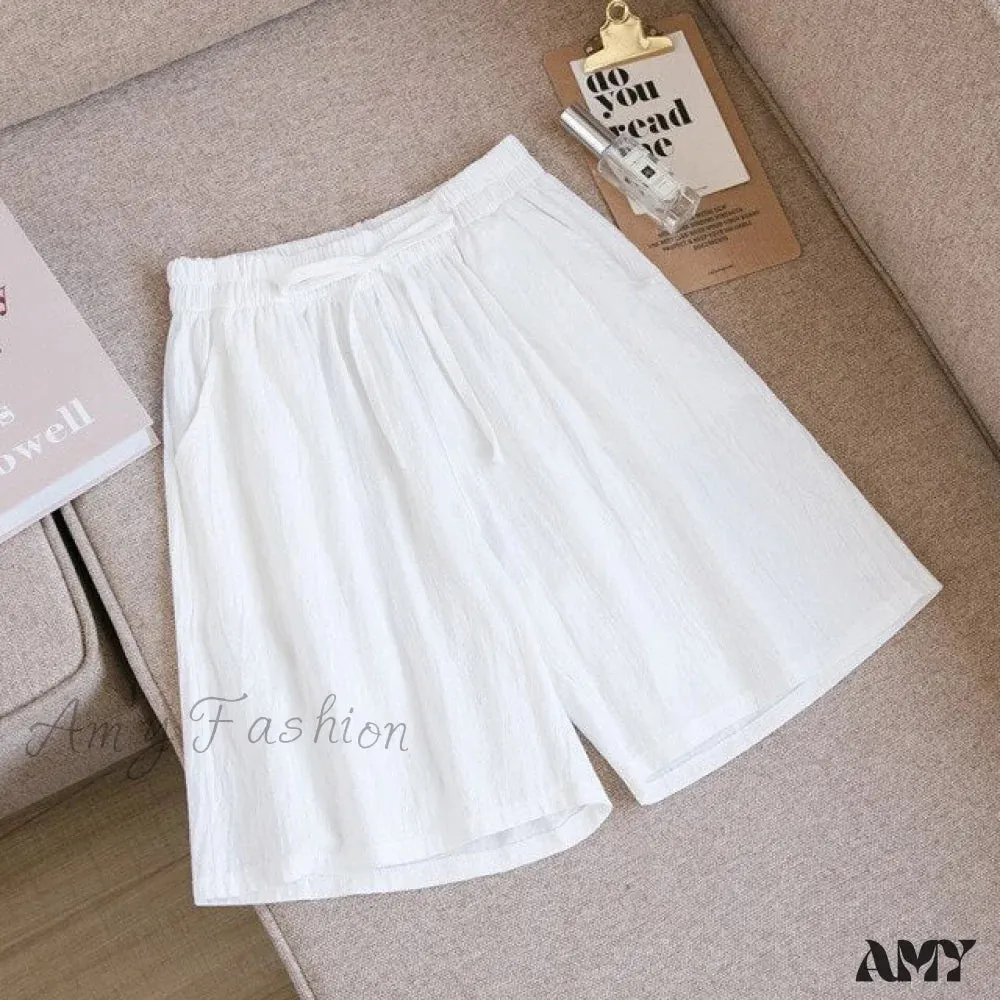 Amy Fashion - Loose Plus Size Knee Wide-leg Shorts