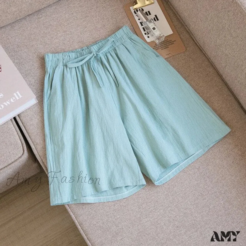 Amy Fashion - Loose Plus Size Knee Wide-leg Shorts