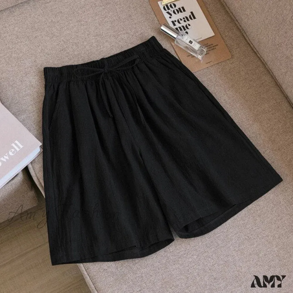 Amy Fashion - Loose Plus Size Knee Wide-leg Shorts