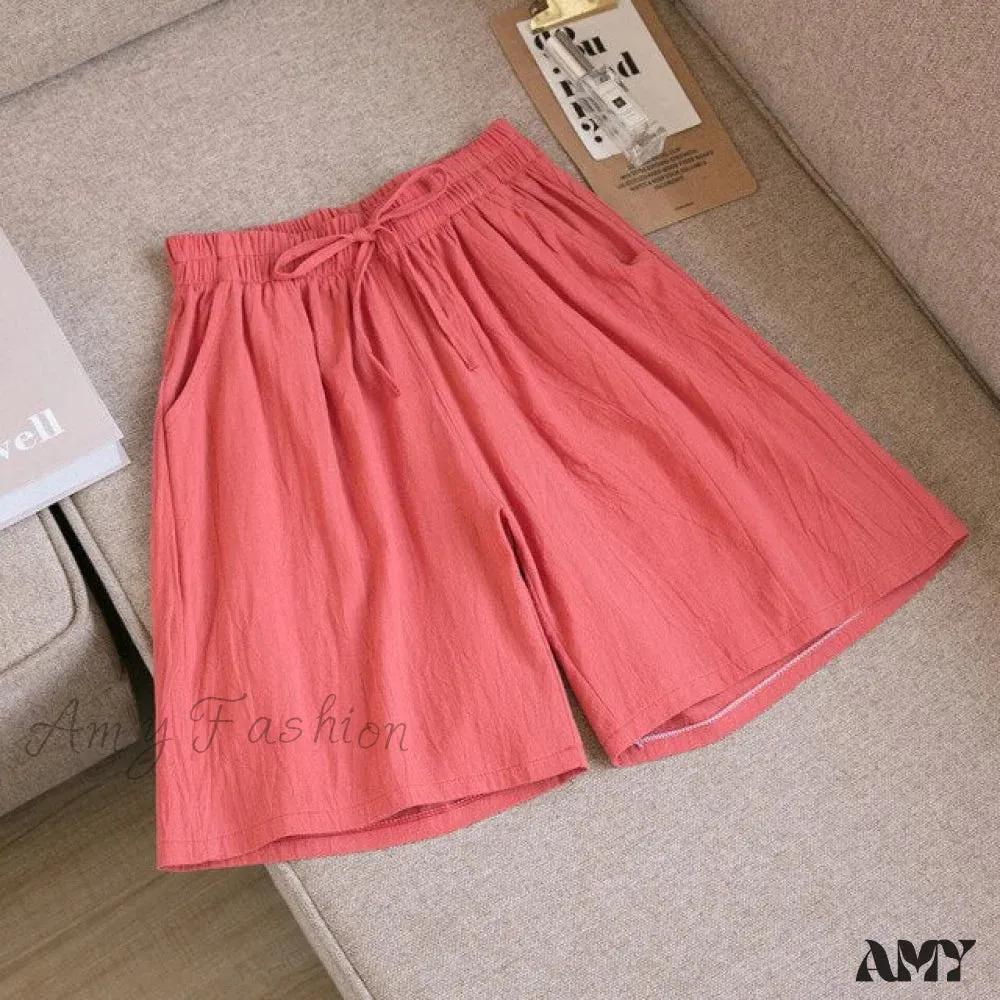 Amy Fashion - Loose Plus Size Knee Wide-leg Shorts