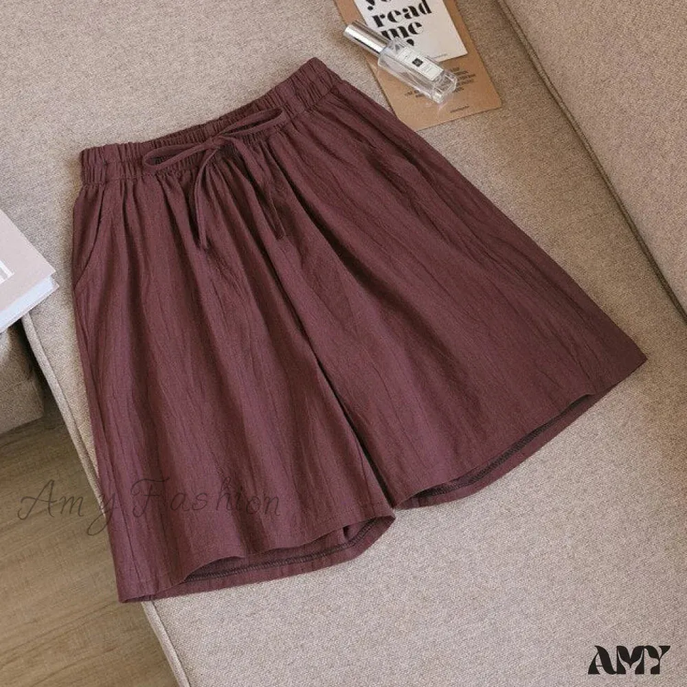 Amy Fashion - Loose Plus Size Knee Wide-leg Shorts