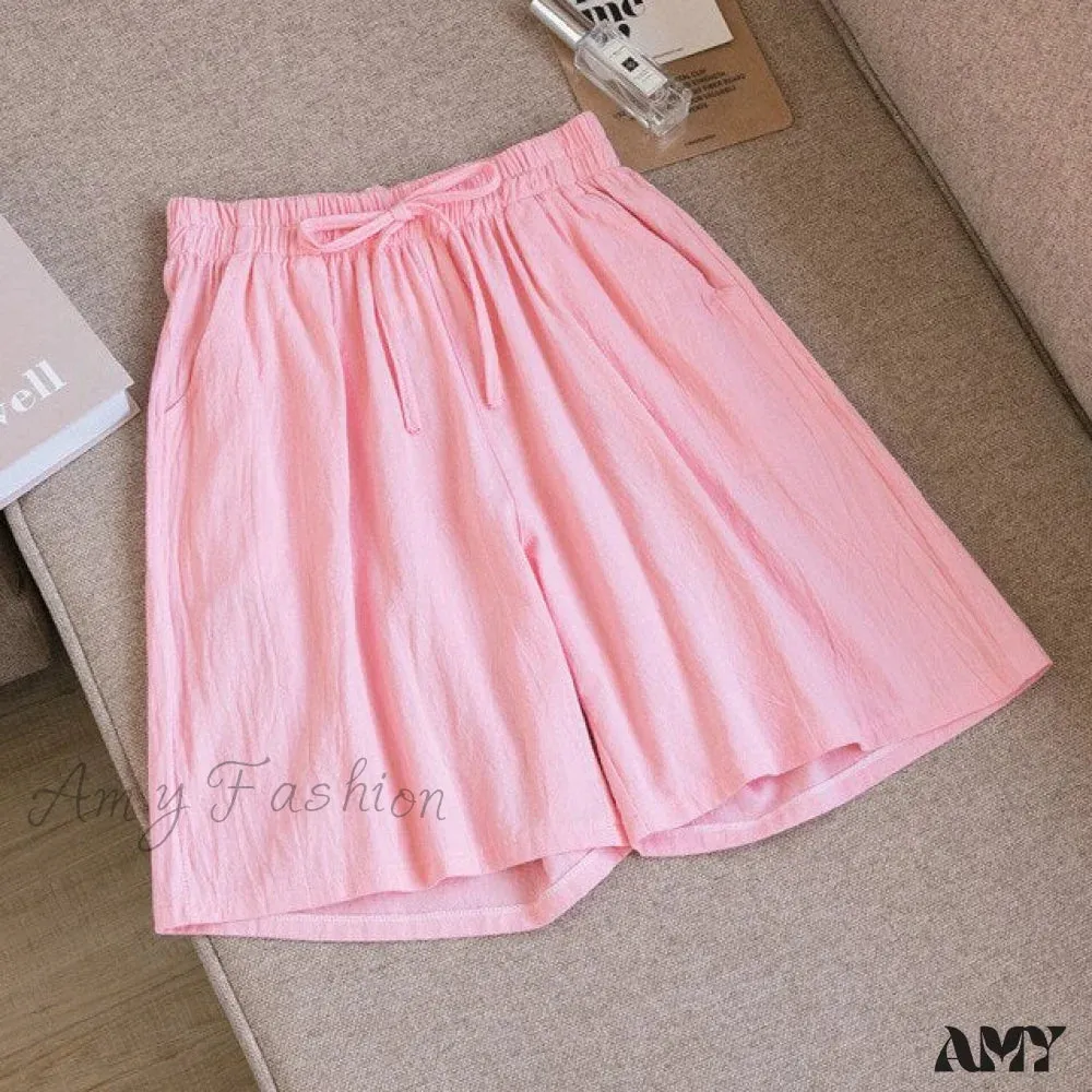 Amy Fashion - Loose Plus Size Knee Wide-leg Shorts