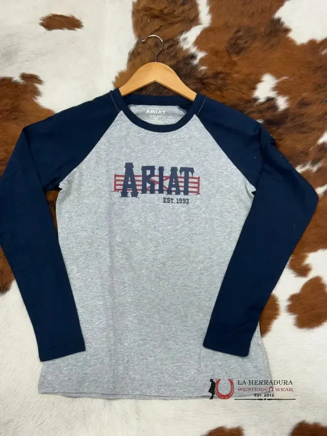 ARIAT WOMEN REAL GRAPHIC HEATHER GREY LONG SLEEVE T-SHIRT