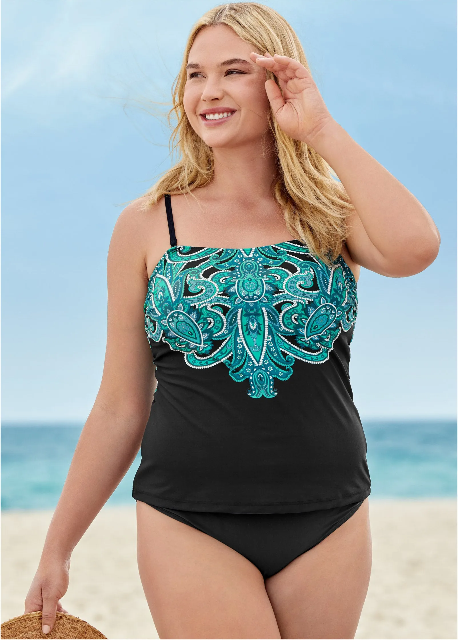 Bandeau Tankini Set - Evening Paisley