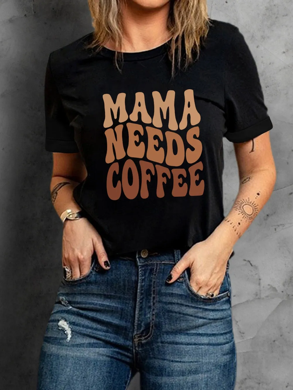 Black COFFEE LOVER Graphic Tee for Busy Moms