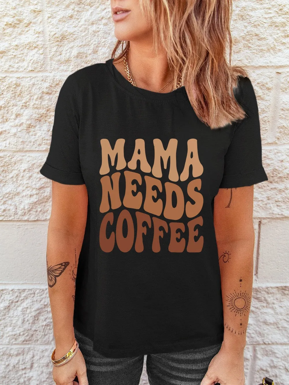Black COFFEE LOVER Graphic Tee for Busy Moms