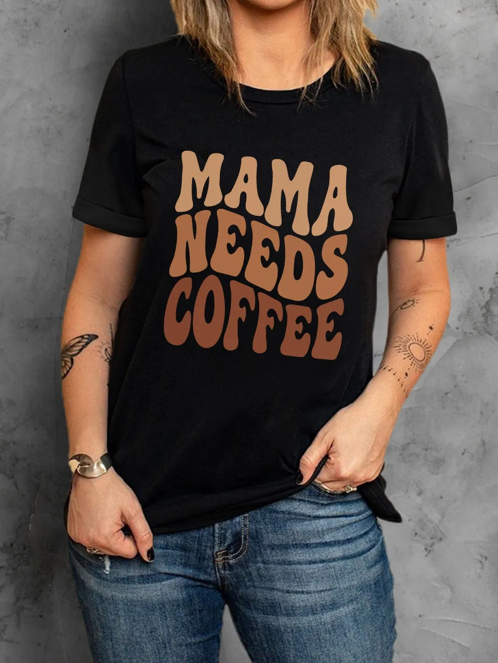 Black COFFEE LOVER Graphic Tee for Busy Moms