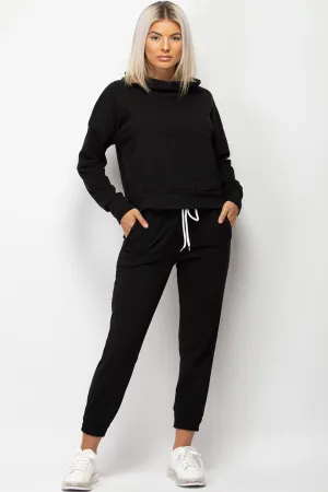 Black Hooded Loungewear Set
