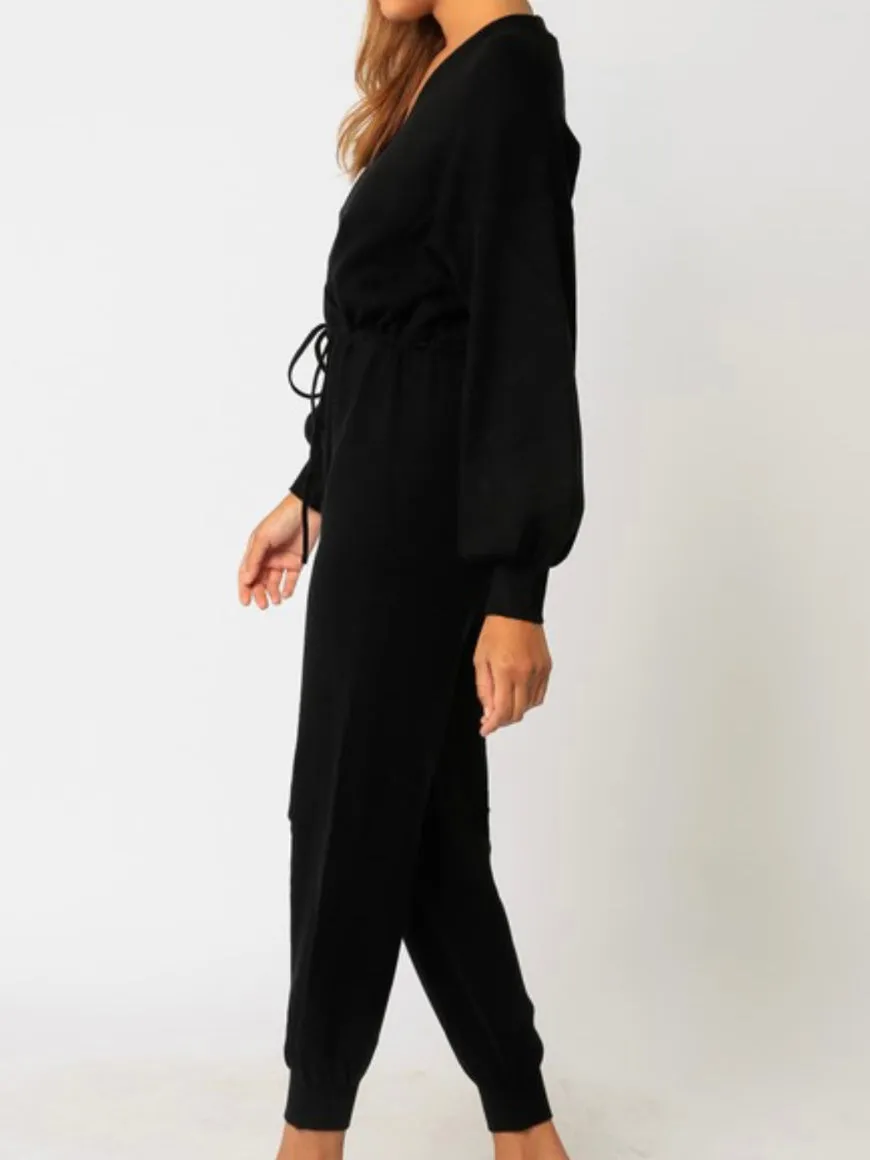 Black Sweater Jogger Jumpsuit