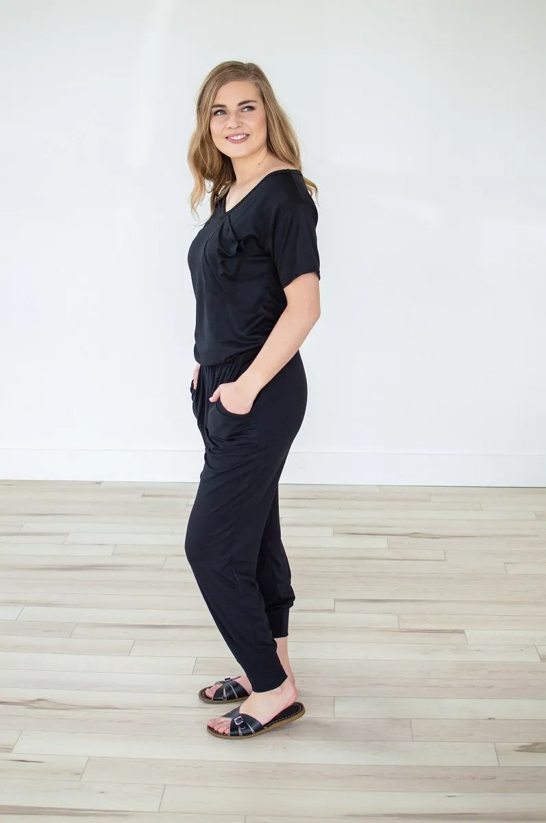 Black V-neck Jumper