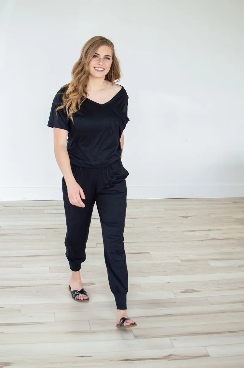 Black V-neck Jumper