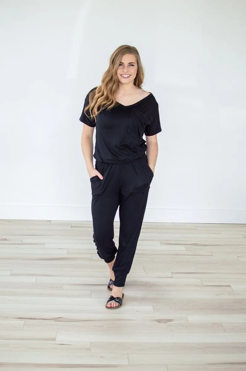 Black V-neck Jumper