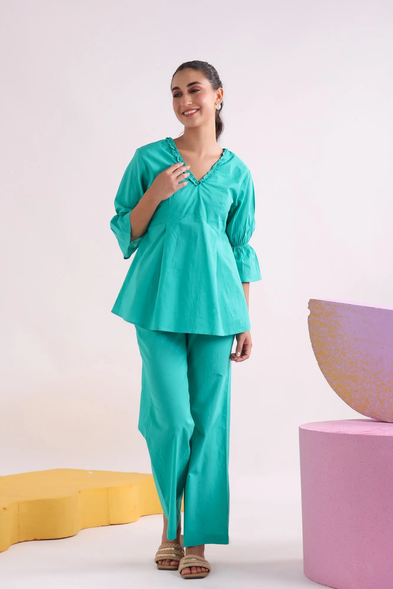 Blue Ease Cotton Co-ord Set