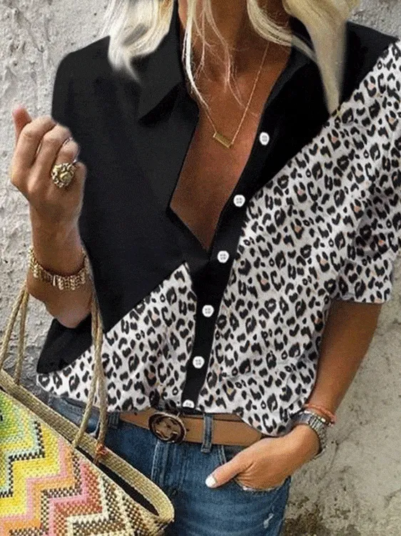 Button-Down Leopard Print Shirt