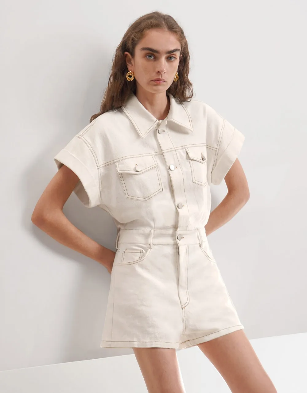 Button-up Utility Romper