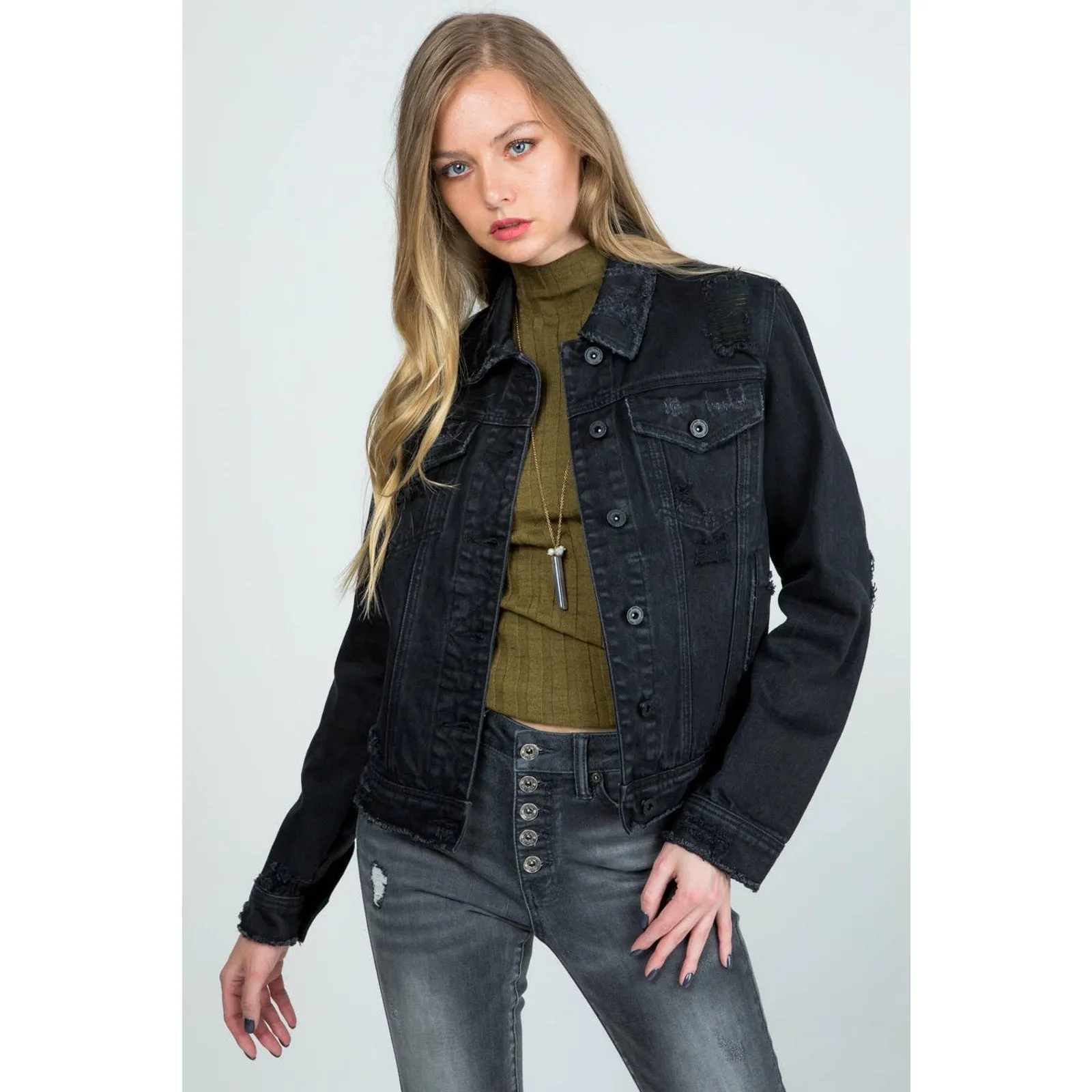 Chic Distressed Women's Denim Jacket
