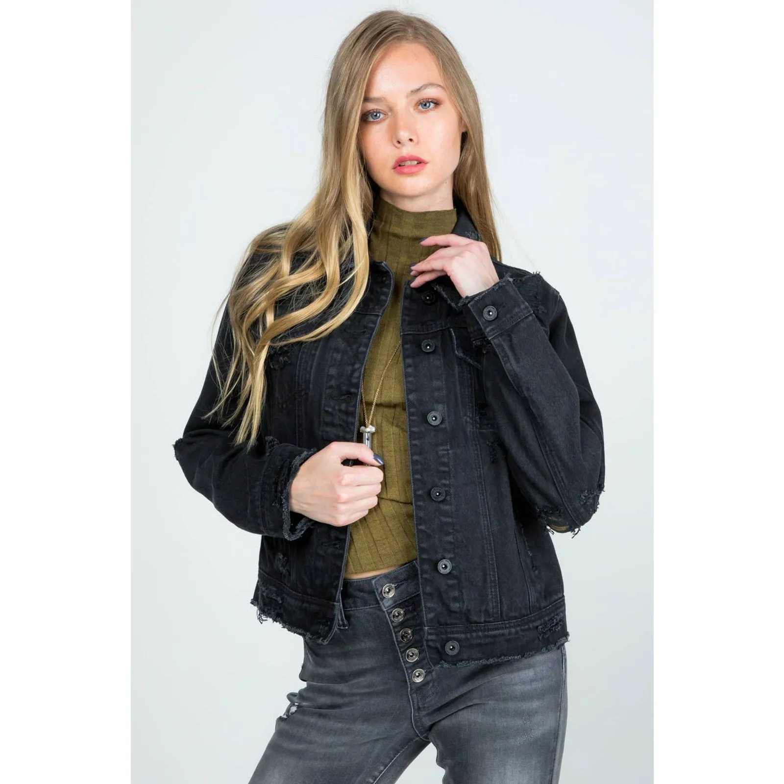 Chic Distressed Women's Denim Jacket