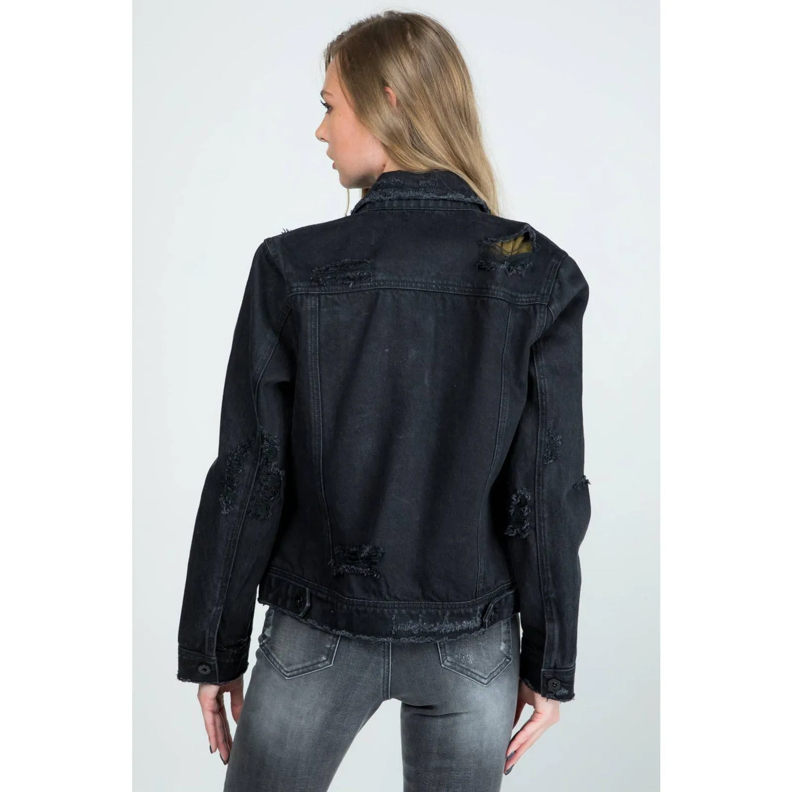 Chic Distressed Women's Denim Jacket
