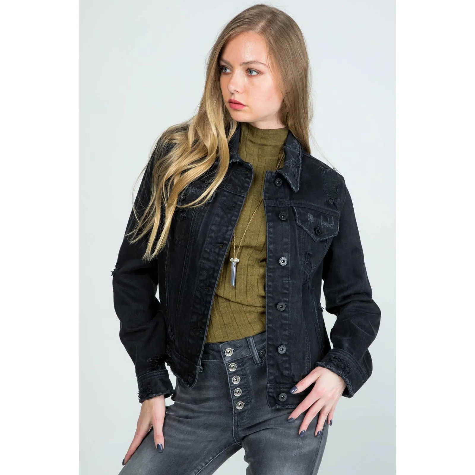 Chic Distressed Women's Denim Jacket