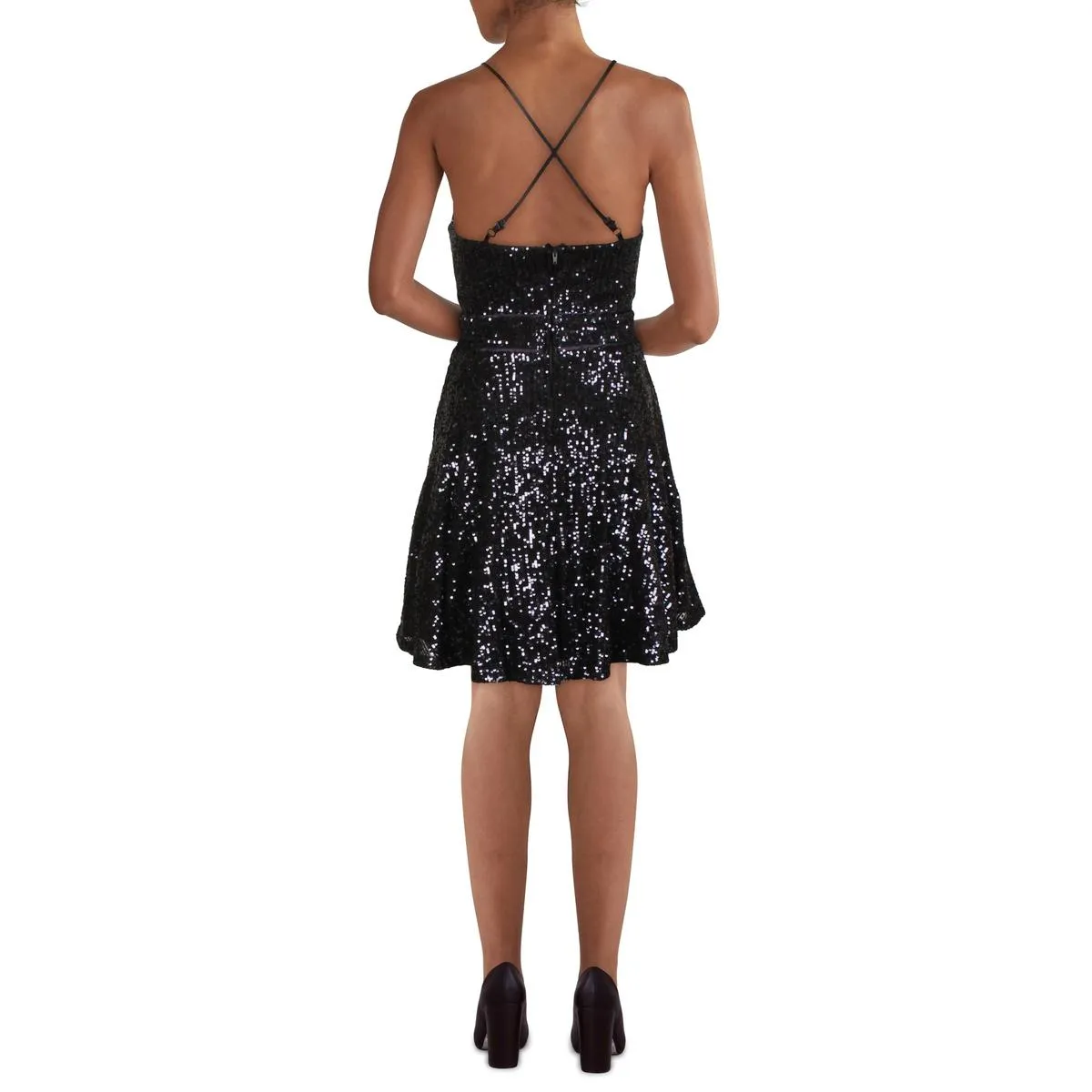 Crystal Doll Womens Juniors Criss Cross Back Mini Cocktail and Party Dress