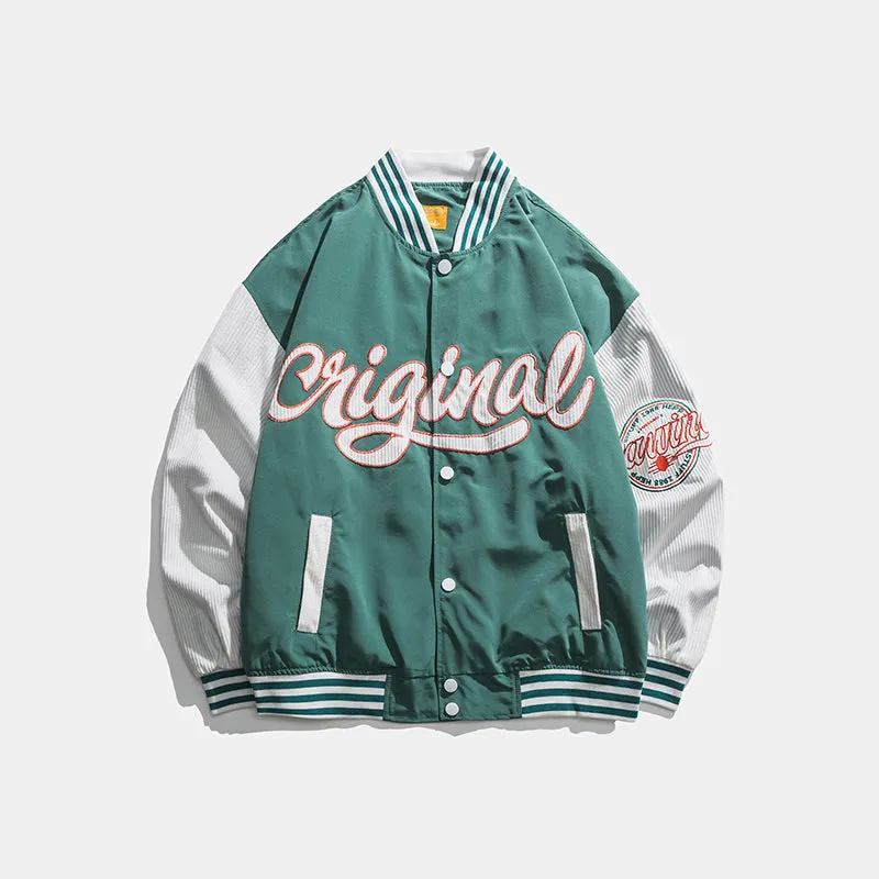 DEVILRAY FUSEEHO ORIGINAL CANVA UNISEX BASEBALL BOMBER JACKET