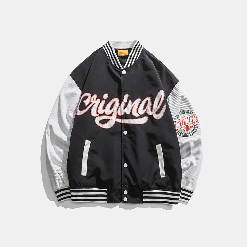 DEVILRAY FUSEEHO ORIGINAL CANVA UNISEX BASEBALL BOMBER JACKET