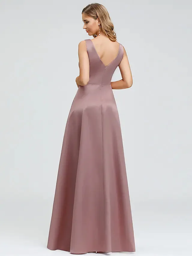 Elegant Wedding Guest Cocktail Party Dress V Neck V Back Sleeveless Asymmetrical Polyester with Crystals Beading