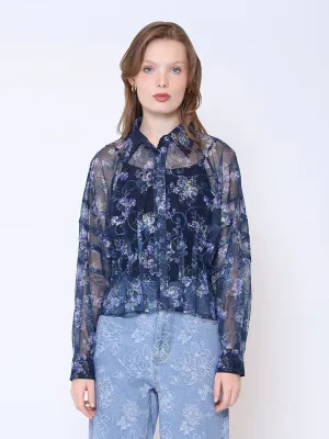 FLORAL SHEER BUTTON DOWN