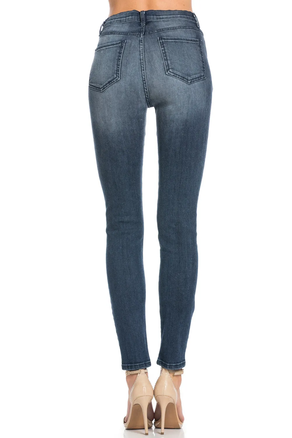 High Waisted Distressed Skinny Jeans