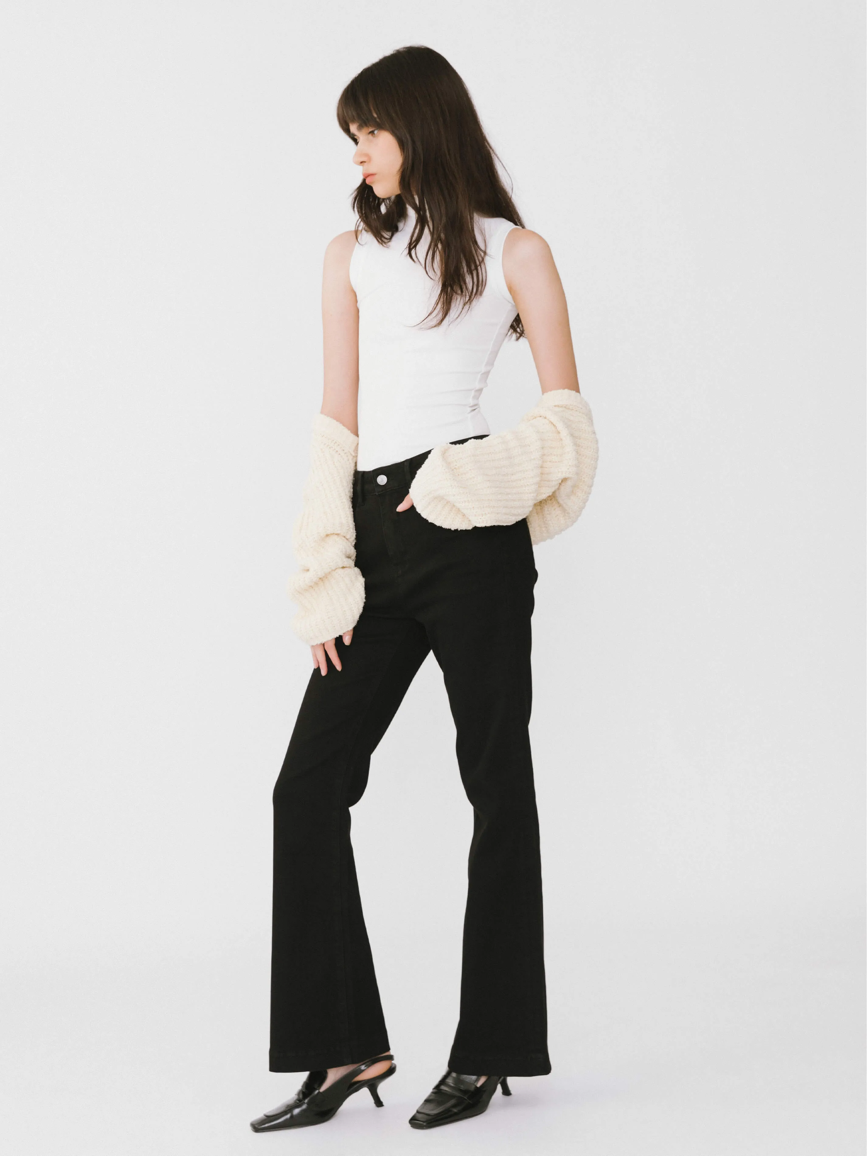 High Waisted Skinny Flared Jeans
