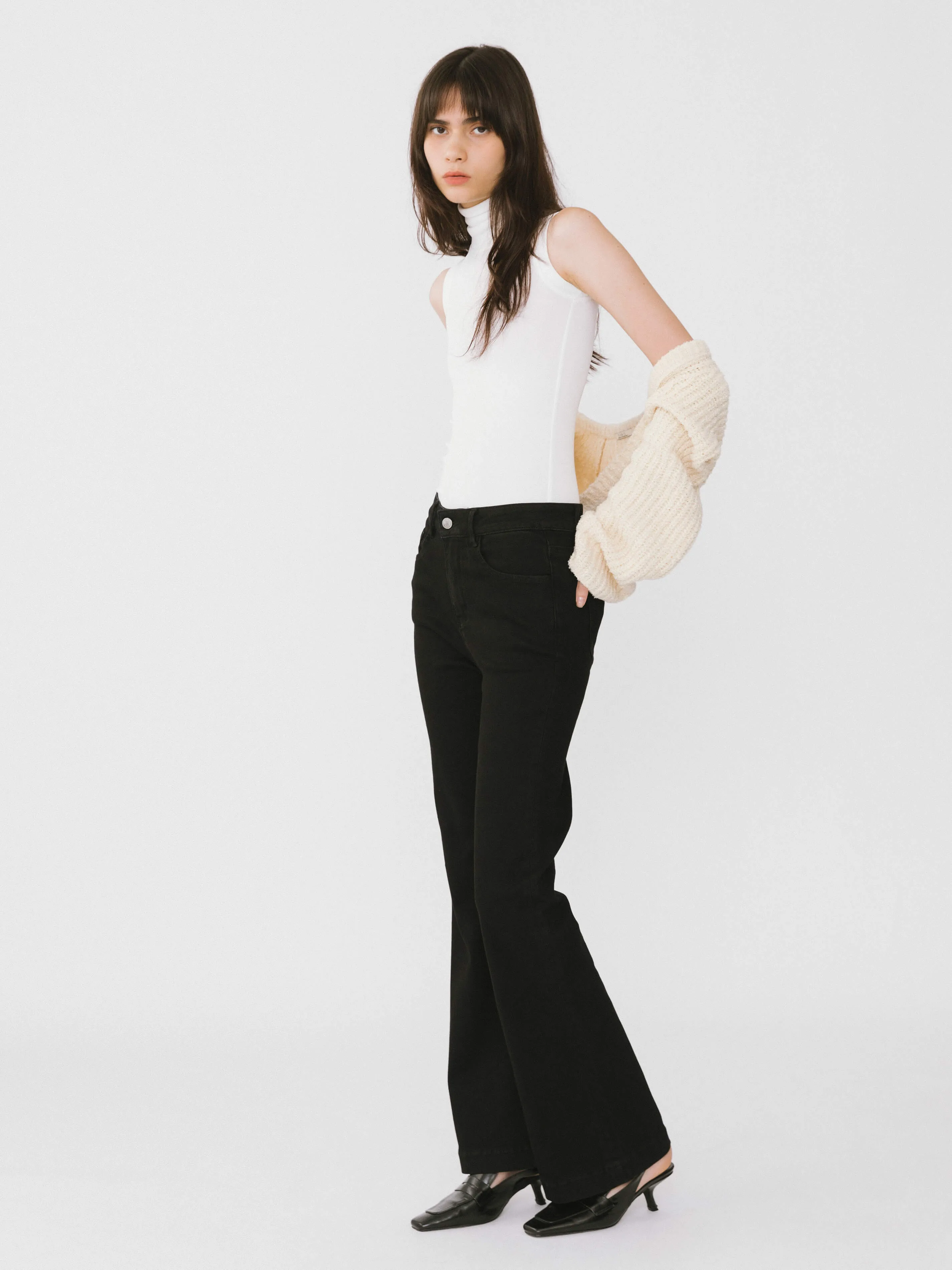 High Waisted Skinny Flared Jeans