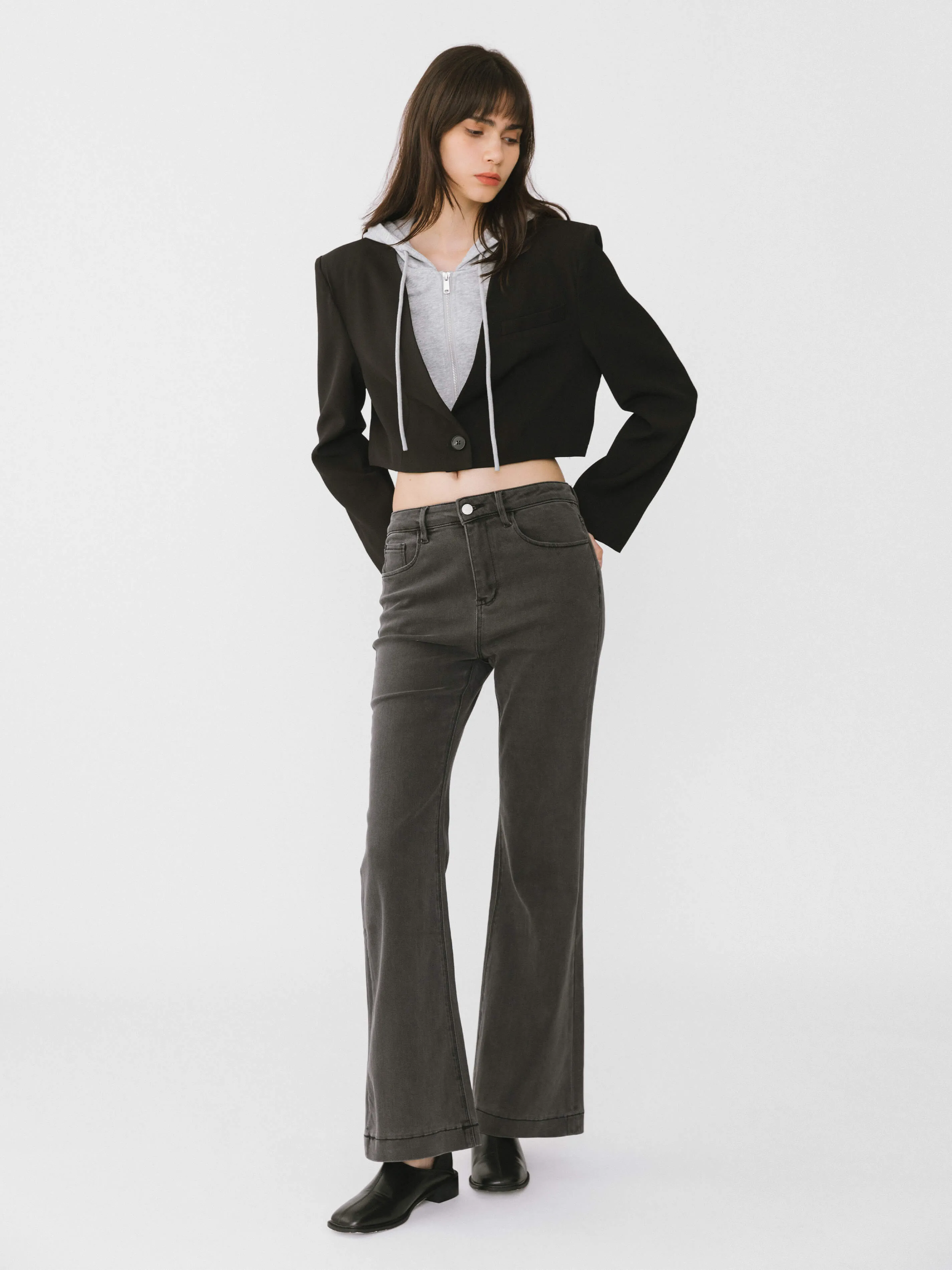 High Waisted Skinny Flared Jeans