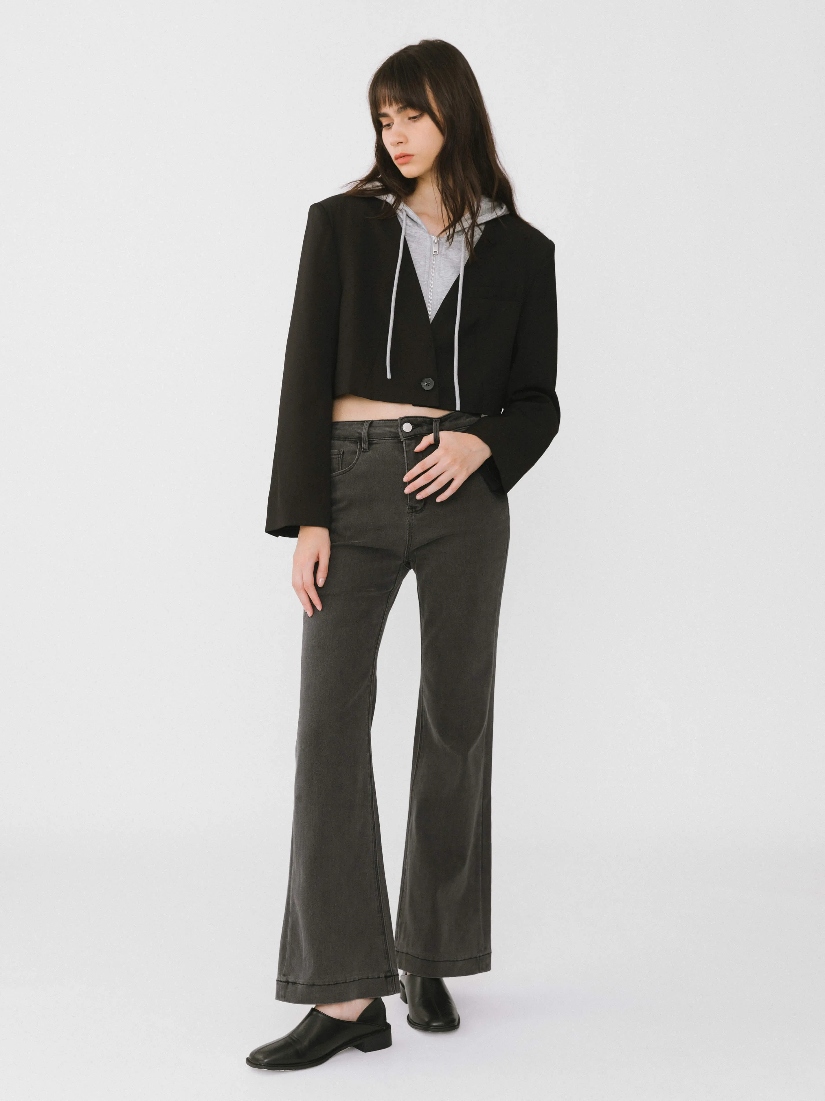 High Waisted Skinny Flared Jeans