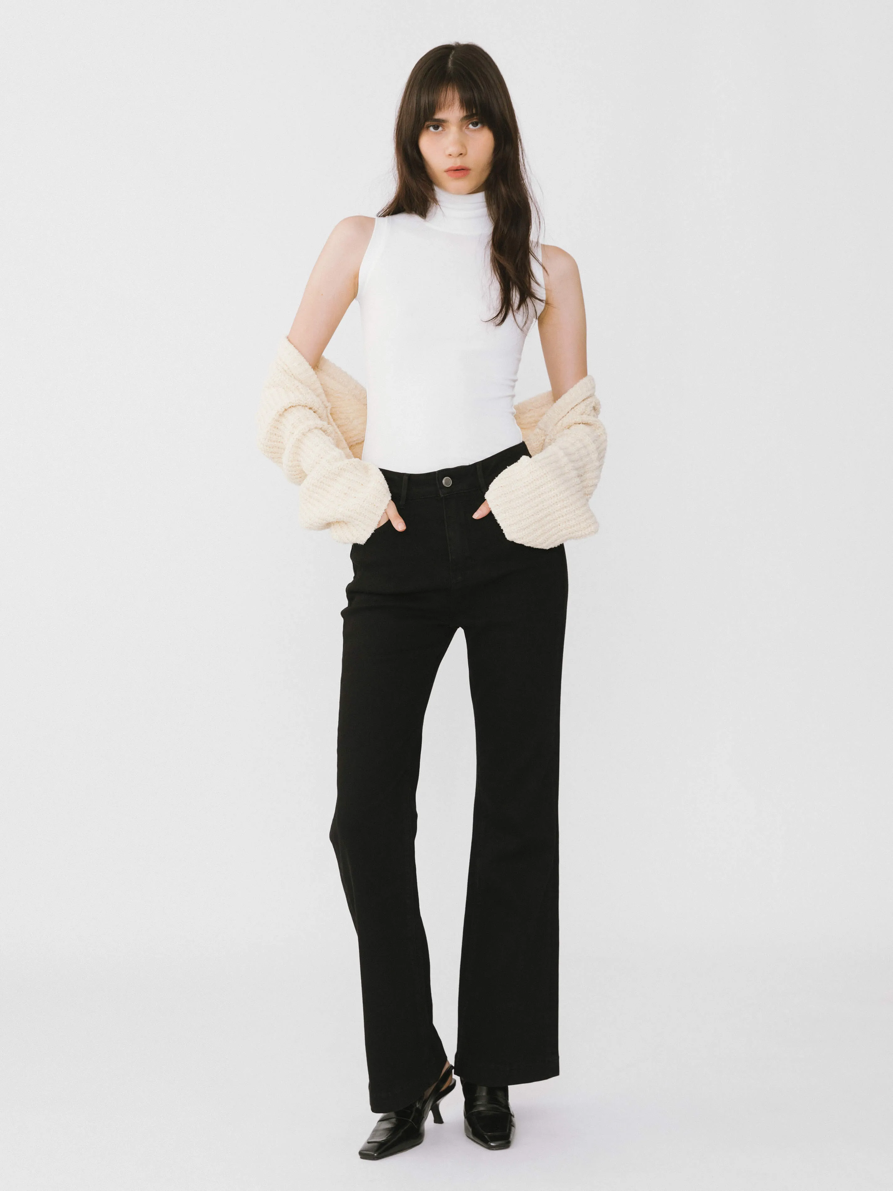 High Waisted Skinny Flared Jeans