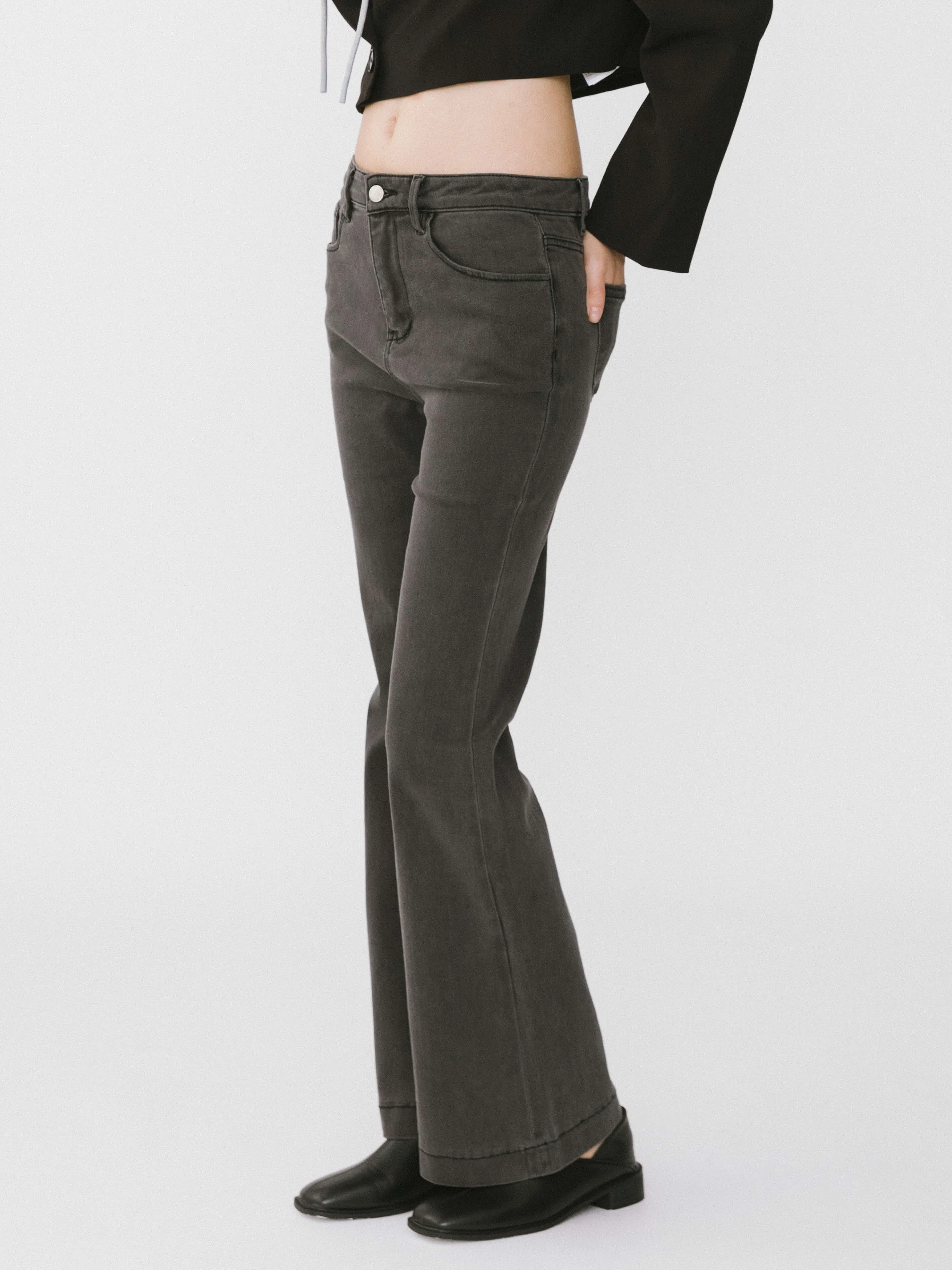 High Waisted Skinny Flared Jeans