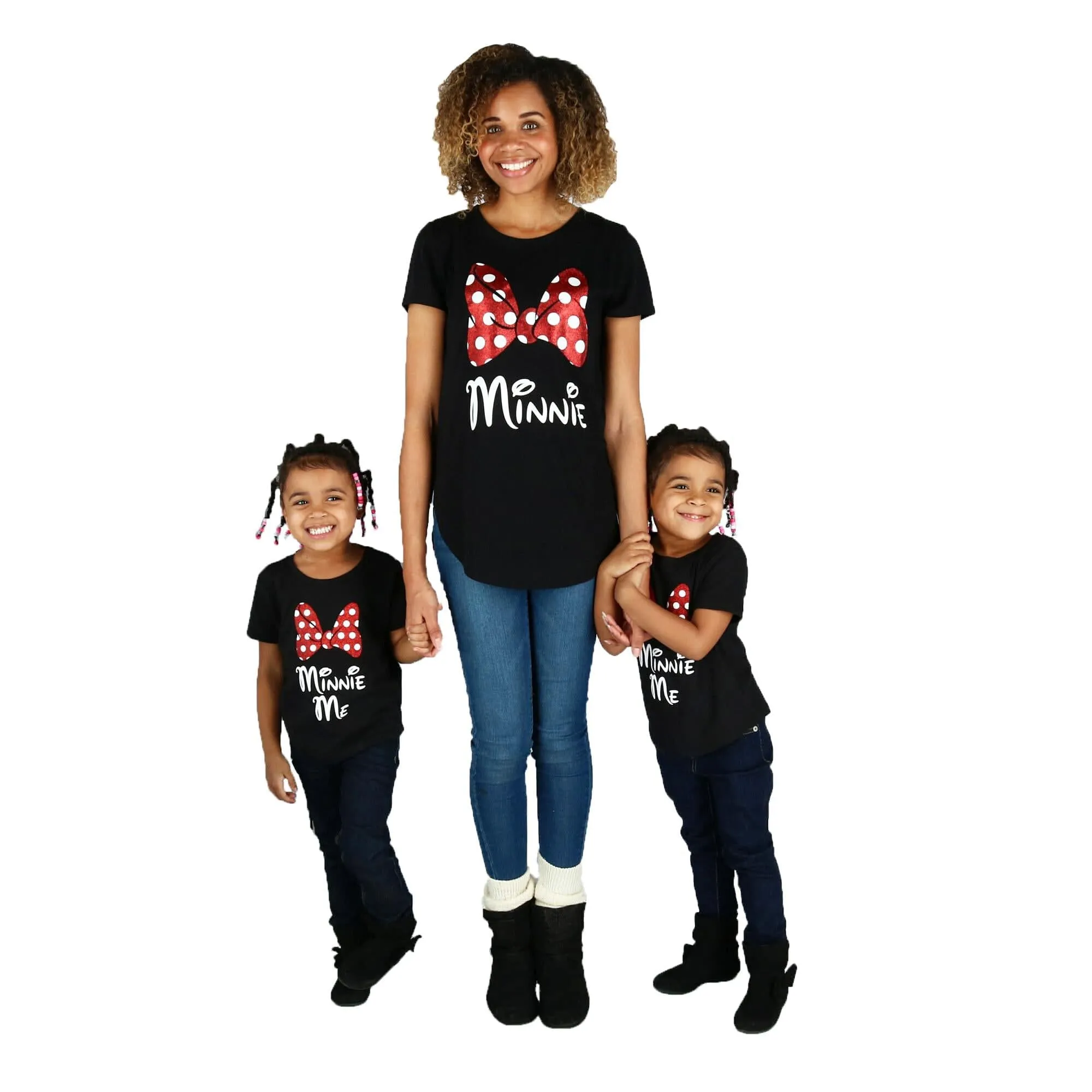 Jerry Leigh Girls Minnie Mouse Glitter Bow Short Sleeve T-Shirt