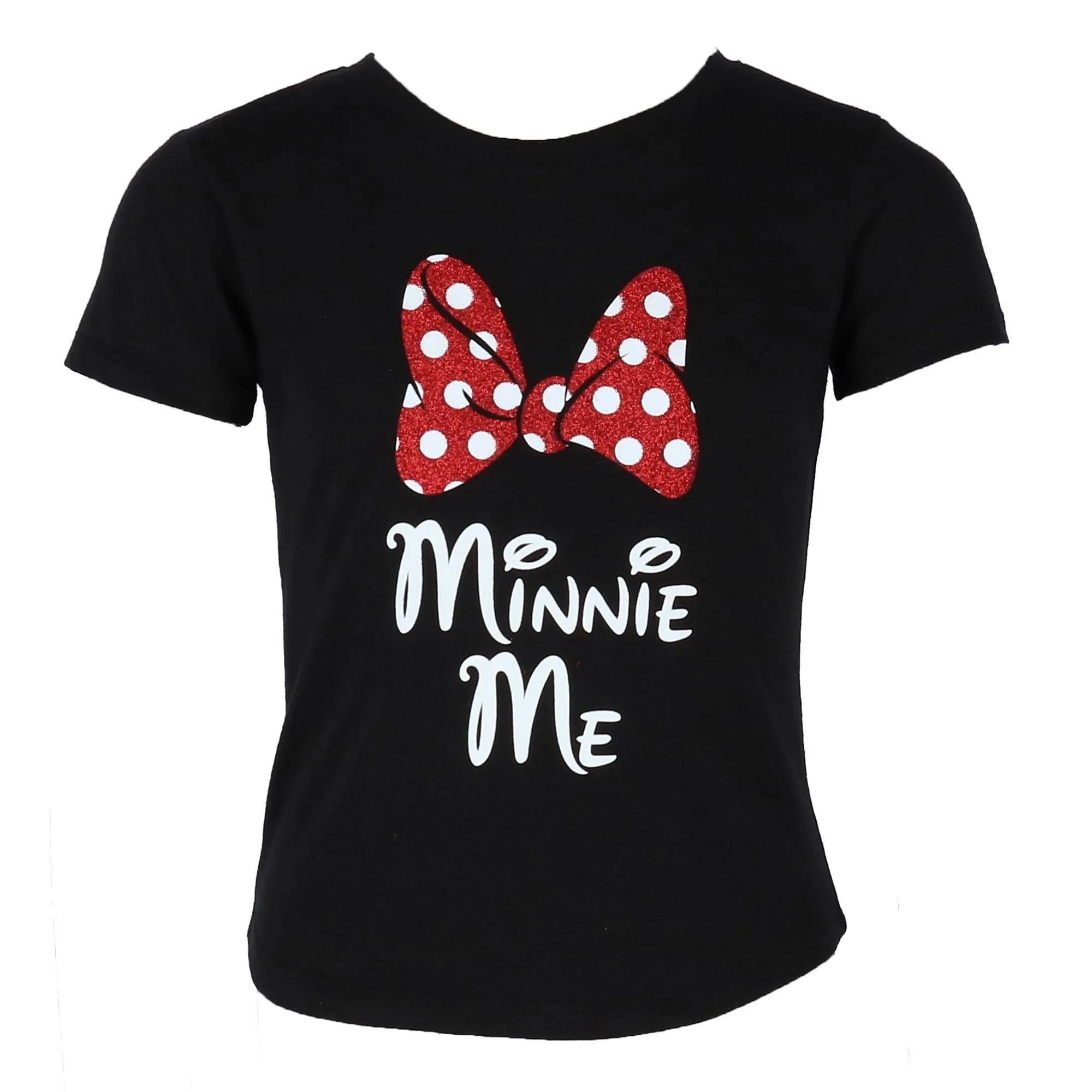 Jerry Leigh Girls Minnie Mouse Glitter Bow Short Sleeve T-Shirt