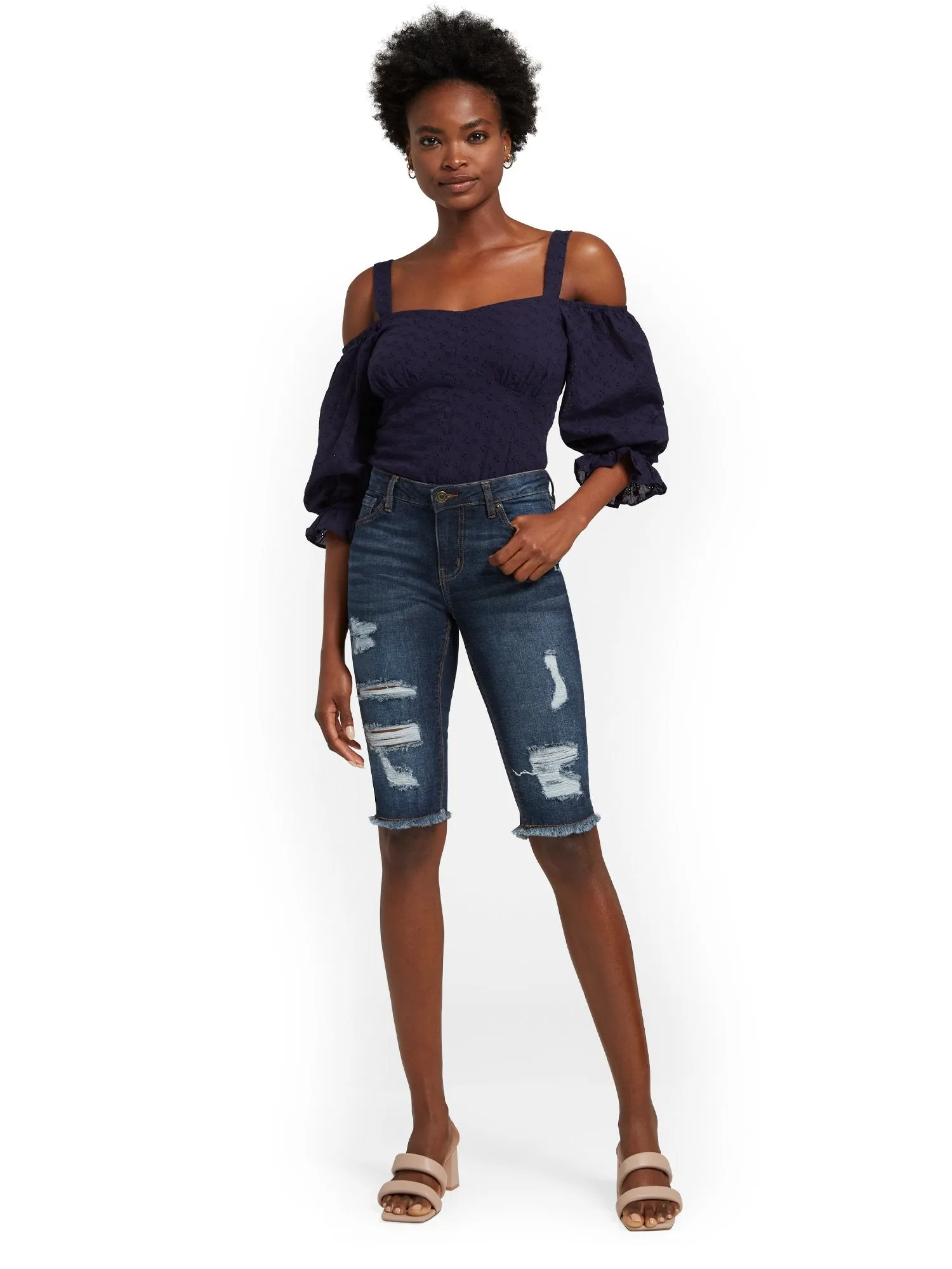Lexi High-Waisted 13-Inch Bermuda Short - Dark Blue Wash
