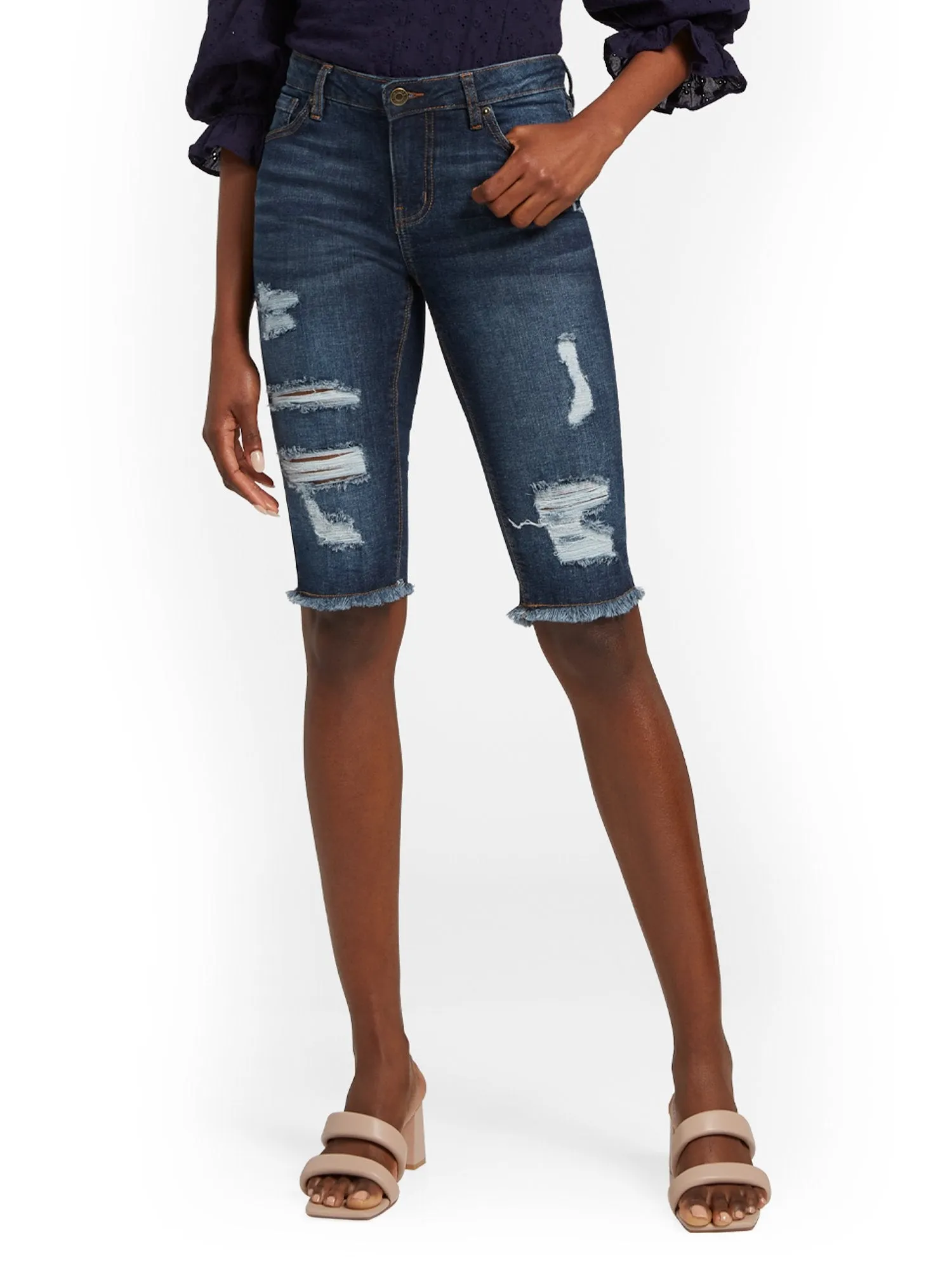 Lexi High-Waisted 13-Inch Bermuda Short - Dark Blue Wash