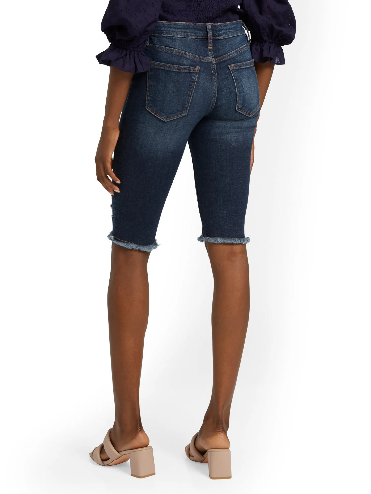 Lexi High-Waisted 13-Inch Bermuda Short - Dark Blue Wash