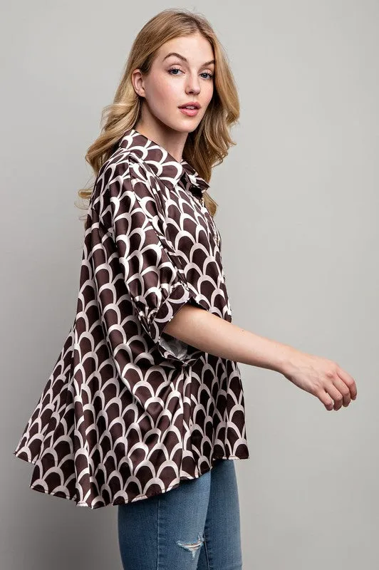LIGHT SATIN PRINT BUTTON DOWN SHIRT