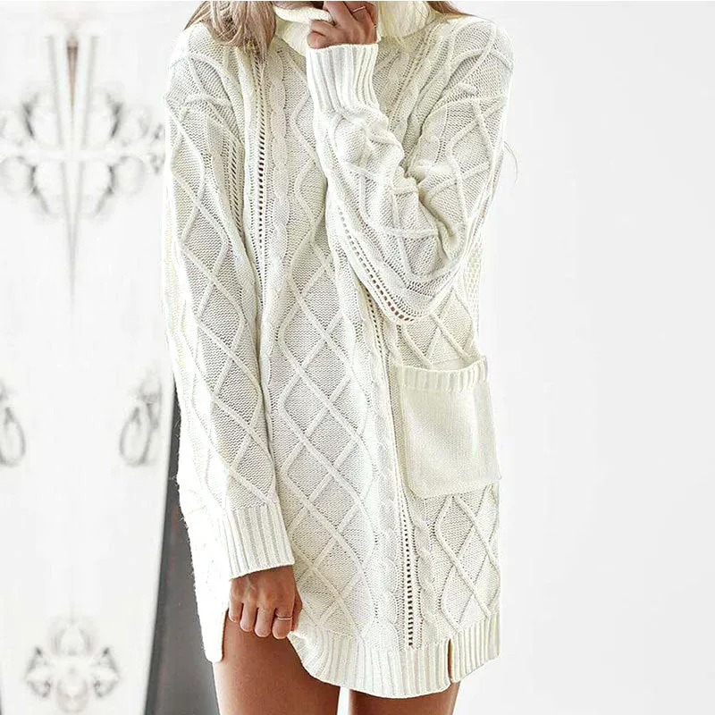 Luna Twist Retro Knitted Turtleneck Sweater