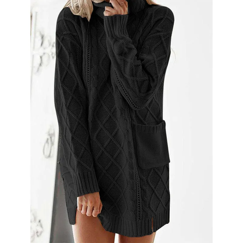 Luna Twist Retro Knitted Turtleneck Sweater
