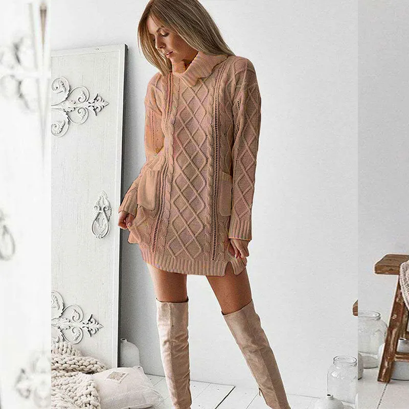 Luna Twist Retro Knitted Turtleneck Sweater